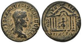 SYRIA, Cyrrhestica. Cyrrhus. Philip II. AD 247-249. Æ (29mm, 12.9 g). Laureate, draped, and cuirassed bust right / Hexastyle temple of Zeus Kataibates...
