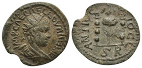 Pisidia, Antiochia. Valerian I. A.D. 253-260. Æ (22mm, 5.4 g). Blundered legend: IMP CA[ERA]SLLOVNΛHIΛC, radiate, draped and cuirassed bust of Valeria...