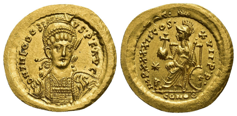 Theodosius II, Eastern Roman Emperor (AD 402-450). AV solidus (21mm, 4.3 g). Con...