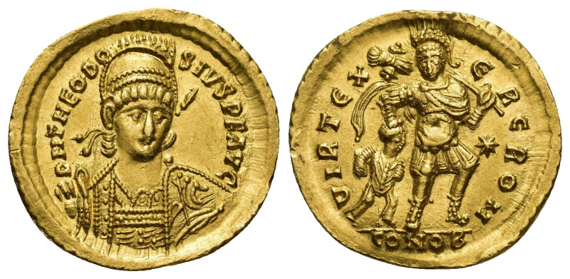 Theodosius II, 402-450. Solidus (20mm, 4.5 g), Constantinopolis, 441. D N THEODO...