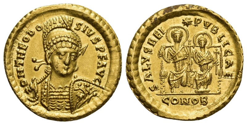 Theodosius II, Eastern Roman Emperor (AD 402-450). AV solidus (21mm, 4.39 g). Co...