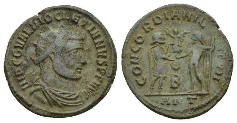 Diocletian AD 284-305. Struck AD 296. Antioch Radiatus Æ (19mm, 2.5 g). IMP C C ...