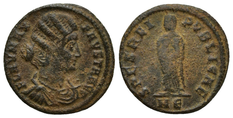 Fausta AE Follis. (20mm, 2.2 g) Nicomedia, 326-327 AD. FLAV MAX-FAVSTA AVG, mant...