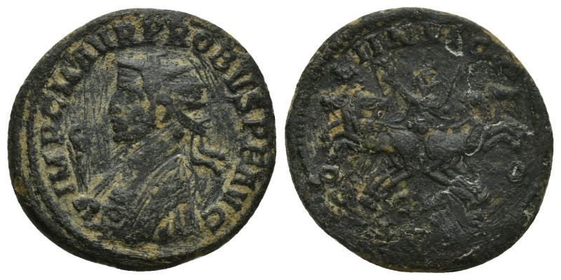 Probus Æ Antoninianus.(22mm, 4.6 g) AD 276-82. IMP C PROBVS P AVG, radiate, helm...