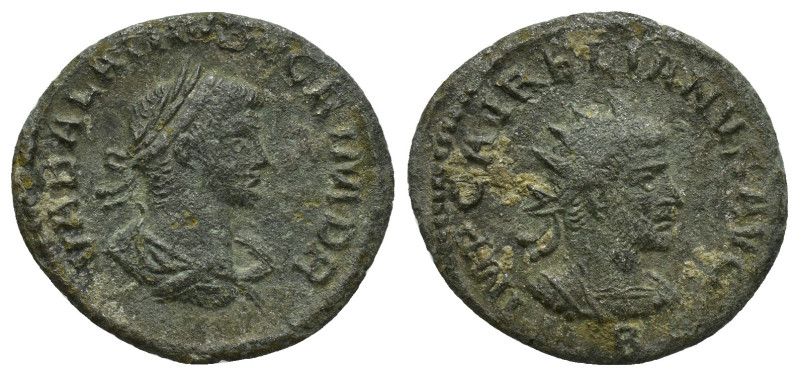 Aurelian and Vabalathus Æ Antoninianus. (20mm, 2.8 g) Antioch, AD 271-272. VABAL...