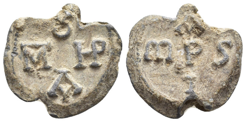 Byzantine Pb Seal, c. 7th-11th century (21 mm, 7.4 gr). Cruciform monogram. R/ A...