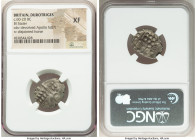 BRITAIN. Durotriges. Ca. 60-20 BC. BI stater (20mm, 8h). NGC XF. Badbury Rings type. Devolved head of Apollo right / Disjointed horse left with pellet...