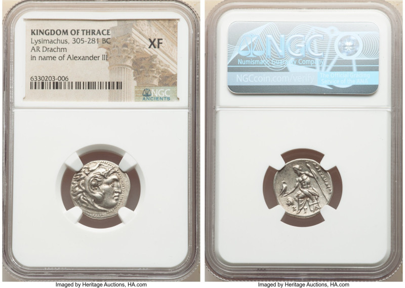 THRACIAN KINGDOM. Lysimachus (305-281 BC). AR drachm (18mm, 11h). NGC XF. Posthu...