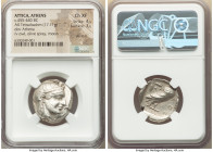 ATTICA. Athens. Ca. 455-440 BC. AR tetradrachm (25mm, 17.11 gm, 1h). NGC Choice XF 4/5 - 3/5, die shift. Early transitional issue. Head of Athena righ...