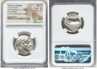 ATTICA. Athens. Ca. 455-440 BC. AR tetradrachm (24mm, 17.09 gm, 7h). NGC XF 5/5 - 4/5. Early transitional issue. Head of Athena right, wearing crested...