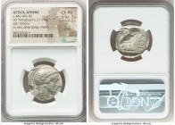 ATTICA. Athens. Ca. 440-404 BC. AR tetradrachm (24mm, 17.18 gm, 7h). NGC Choice AU 5/5 - 2/5, scuffs. Mid-mass coinage issue. Head of Athena right, we...