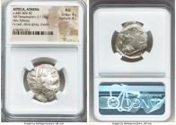 ATTICA. Athens. Ca. 440-404 BC. AR tetradrachm (25mm, 17.19 gm, 5h). NGC AU 4/5 - 4/5. Mid-mass coinage issue. Head of Athena right, wearing earring, ...