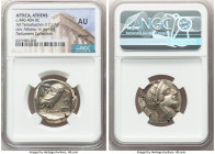 ATTICA. Athens. Ca. 440-404 BC. AR tetradrachm (25mm, 17.17 gm, 11h). NGC AU, brushed. Mid-mass coinage issue. Head of Athena right, wearing earring, ...