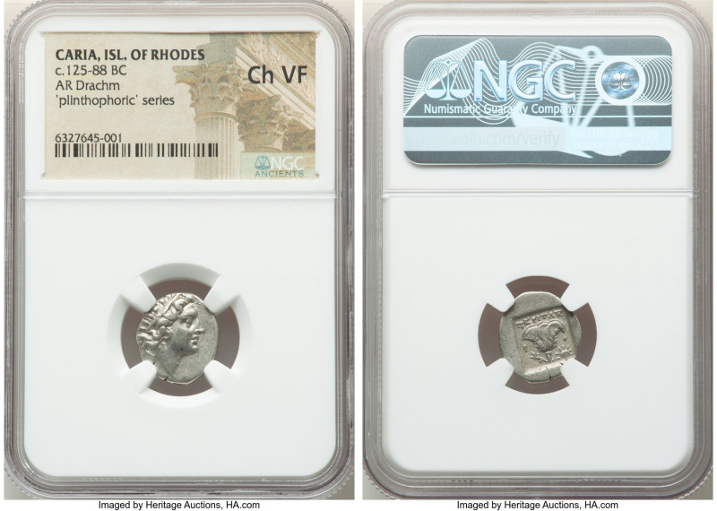 CARIAN ISLANDS. Rhodes. Ca. 125-88 BC. AR drachm (15mm, 11h). NGC Choice VF. Pli...