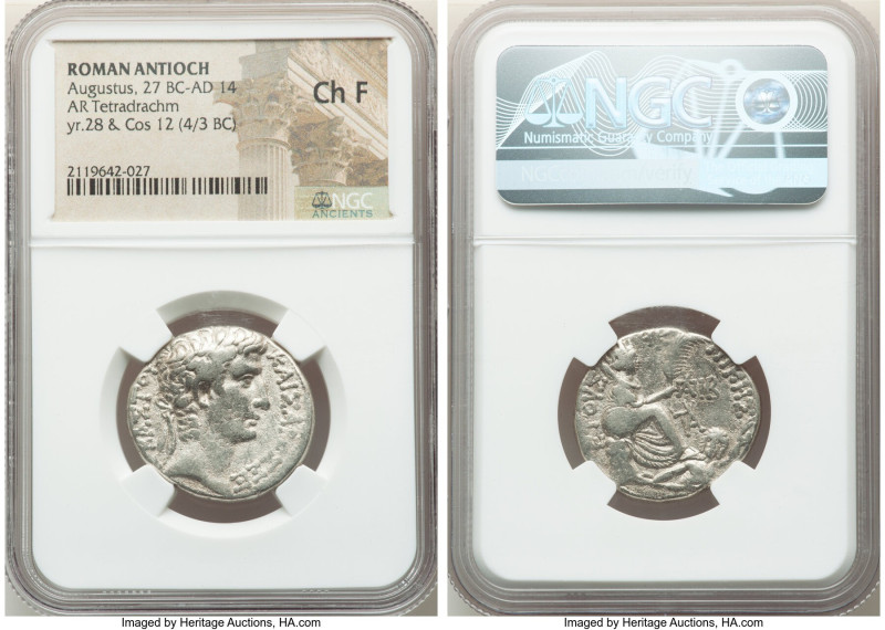 SYRIA. Antioch. Augustus (27 BC-AD 14). AR tetradrachm (26mm, 12h). NGC Choice F...