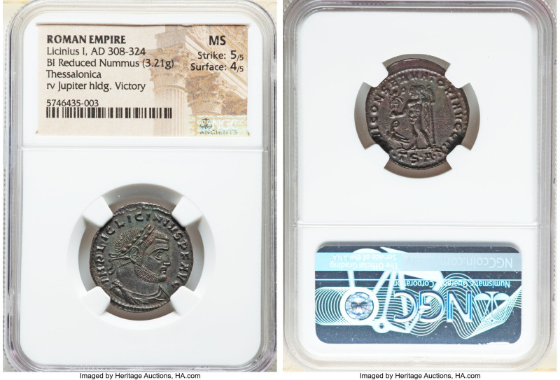 Licinius I (AD 308-324). BI follis or reduced nummus (24mm, 3.21 gm, 6h). NGC MS...