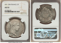 Napoleon 5 Francs L'An 13 (1804/1805)-W AU53 NGC, Lille mint, KM662.15. A stunning example featuring a pinpoint strike, complemented by radiant luster...