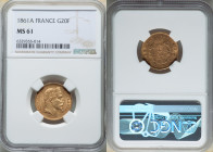 Napoleon III gold 20 Francs 1861-A MS61 NGC, Paris mint, KM801.1. 

HID09801242017

© 2022 Heritage Auctions | All Rights Reserved