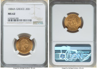 George I gold 20 Drachmai 1884-A MS62 NGC, Paris mint, KM56. Light lime toned example with lustrous surfaces. 

HID09801242017

© 2022 Heritage Auctio...