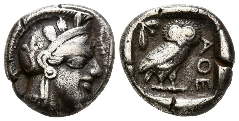 ATTICA, Atenas. Dracma. (Ar. 4,10g/15mm). 454-404 a.C. (HGC 4, 1631). Anv: Cabez...