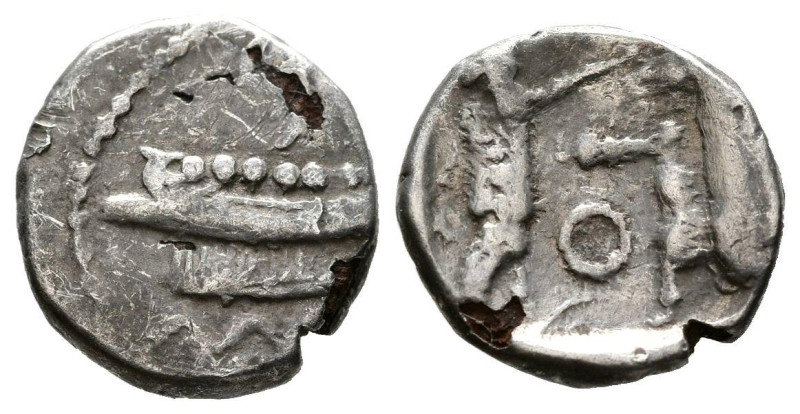 JUDAEA, Samaria. Obolo forrado. (Ar/Ae. 0,68g/10mm). 401-365 a.C. Sidon. (HGC 10...