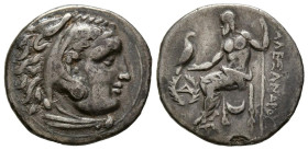REYES DE MACEDONIA, Alejandro III el Grande. Dracma. (Ar. 3,81g/19mm). 310-305 a.C. Magnesia. (Price 1982). Anv: Cabeza de Heracles con piel de león a...