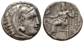 REYES DE MACEDONIA, Filipo III Arrhidaios. Dracma. (Ar. 4,11g/17mm). 323-319 d.C. Kolophon. (Price 1762 var). Anv: Cabeza de Heracles con piel de león...