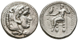 REYES DE MACEDONIA, Alejandro III el Grande. Tetradracma. (Ar. 17,18g/26mm). 332-323 a.C. Salamis. (Price 3139). Anv: Cabeza de Heracles a derecha con...