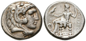 REYES DE MACEDONIA, Seleukos I Nikator. Tetradracma. (Ar. 16,97g/25mm). 312-281 a.C. Ekbatana. (Price 3945). Anv: Cabeza de Heracles a derecha con pie...