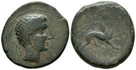 CASTULO (Cazlona, Jaén). As. (Ae. 20,30g/31mm). 180 a.C. (FAB-695). Anv: Cabeza masculina diademada a derecha. Rev: Esfinge a derecha, debajo leyenda ...