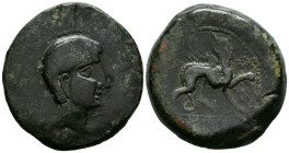 CASTULO (Cazlona, Jaén). As. (Ae. 29,30g/36mm). 180 a.C. (FAB-697). Anv: Cabeza diademada a derecha. Rev: Esfinge a derecha, delante estrella y letra ...