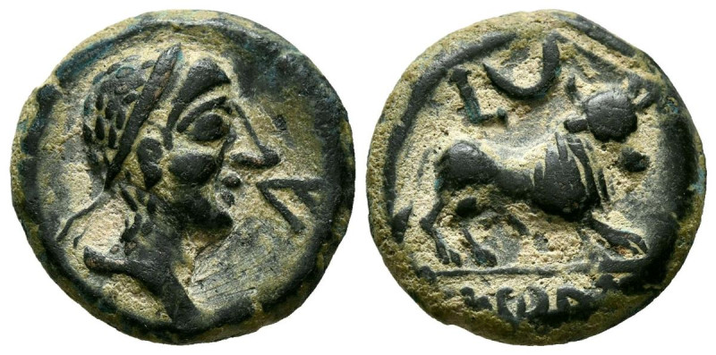 CASTULO (Cazlona, Jaén). Semis. (Ae. 4,05g/17mm). 180 a.C. (FAB-722). Anv: Cabez...