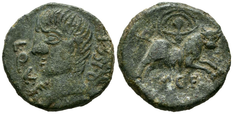 CASTULO (Cazlona, Jaén). As. (Ae. 14,33g/28mm). 180 a.C. (FAB-747). Anv: Cabeza ...