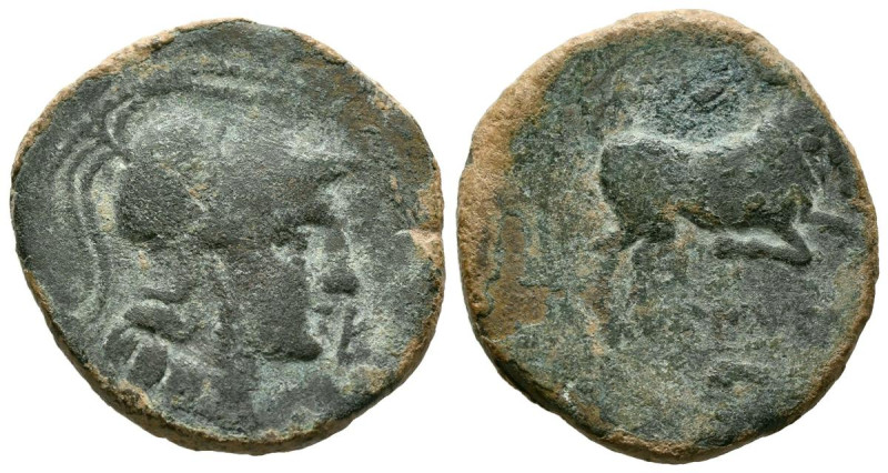 UNTICESCEN (Ampurias, Gerona). Semis. (Ae. 8,22g/25mm). 130-90 a.C. (FAB-1219). ...