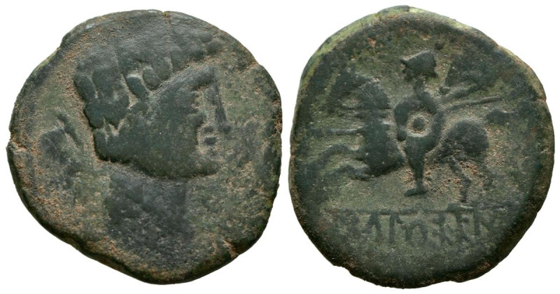 ICALCUNSCEN (Iniesta, Cuenca). As. (Ae. 12,27g/31mm). 120-20 a.C. (FAB-1412). An...