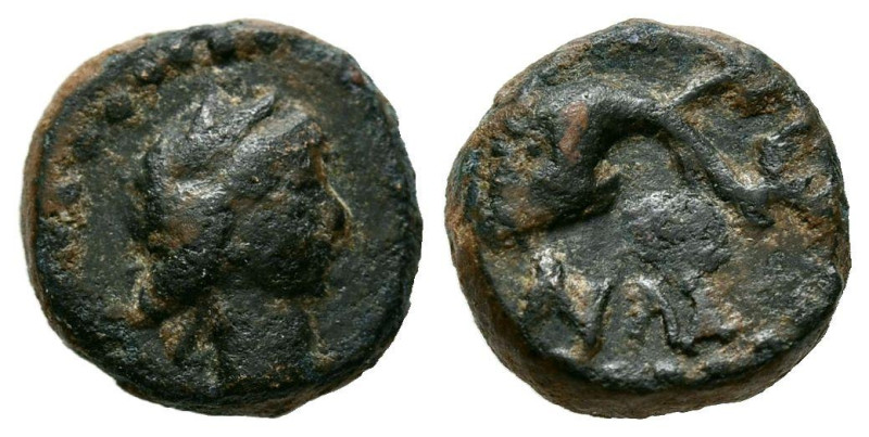 OLONT (Aznalcázar, Sevilla). Cuadrante. (Ae. 1,80g/10mm). 50-20 a.C. (FAB-1885)....