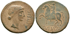 TURIASO (Tarazona, Zaragoza). As. (Ae. 11,03g/29mm). 50-20 a.C. (FAB-2434). Anv: Cabeza femenina a derecha, delante leyenda: SILBIS. Rev: Jinete con c...