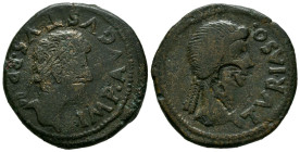 TURIASO (Tarazona, Zaragoza). As. (Ae. 12,30g/28mm). 27 a.C.-14 d.C. (FAB-2435). Anv: Cabeza laureada de Augusto a derecha, alrededor leyenda: IMP AVG...