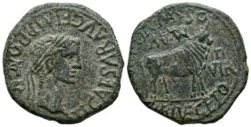 TURIASO (Tarazona, Zaragoza). As. (Ae. 13,00g/28mm). 14-36 d.C. (FAB-2450). Anv: Cabeza de Tiberio laureada a derecha, alrededor leyenda: TI CAESAR AV...