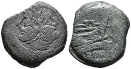 ACUÑACIONES ANONIMAS. As. (Ae. 21,85g/32mm). 209-208 a.C. Roma. (Crawford 50/3). Anv: Cabeza bifronte laureada de Jano, encima: I. Rev: Proa a derecha...