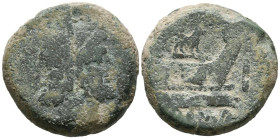 ACUÑACIONES ANONIMAS. As. (Ae. 35,31g/32mm). 146 a.C. Roma. (Crawford 122/3). Anv: Cabeza bifronte laureada de Jano, encima: I. Rev: Proa a derecha, e...