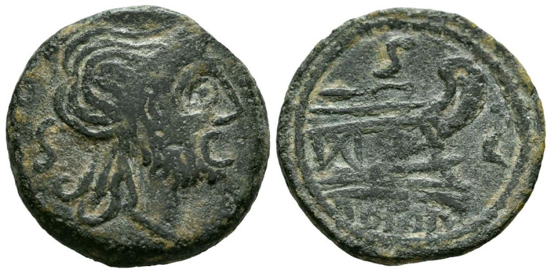 ACUÑACIONES ANONIMAS. As de Imitación hispánica. (Ae. 9,43g/24mm). 211 a.C. Ceca...