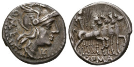GENS CAECILIA. Denario. (Ar. 3,90g/19mm). 130 a.C. Roma. (FFC 208; Crawford 256/1). Anv: Cabeza de Roma a derecha, delante estrella, detrás leyenda: Q...