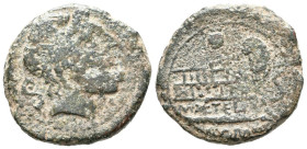 GENS CAECILIA. Semis. (Ae. 7,85g/23mm). 127 a.C. Roma. (Crawford 263/3a). Anv: Cabeza laureada de Saturno a derecha, detrás S. Rev: Proa a derecha con...
