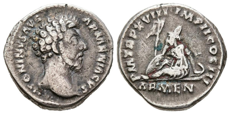 MARCO AURELIO. Denario. (Ar. 2,64g/17mm). 163-164 d.C. Roma. (RIC 80). Anv: Cabe...