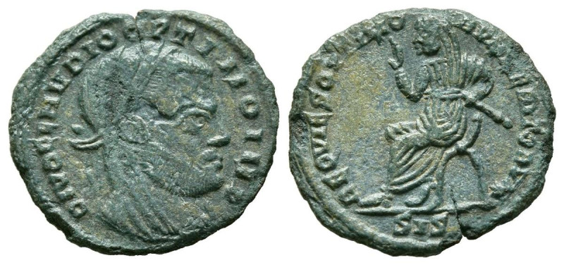 DIVO CLAUDIO II. Follis. (Ae. 1,04g/16mm). 270 d.C. Siscia. (RIC 43). Anv: Busto...