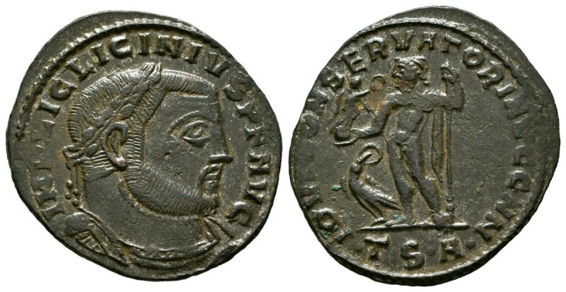 LICINIO I. Follis. (Ae. 3,56g/25mm). 312-313 d.C. Tesalónica. (RIC 59). Anv: Bus...