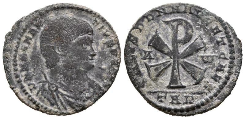 MAGNENCIO. Follis. (Ae. 3,34g/22mm). 350-353 d.C. Treveri. (RIC 320). Anv: Busto...