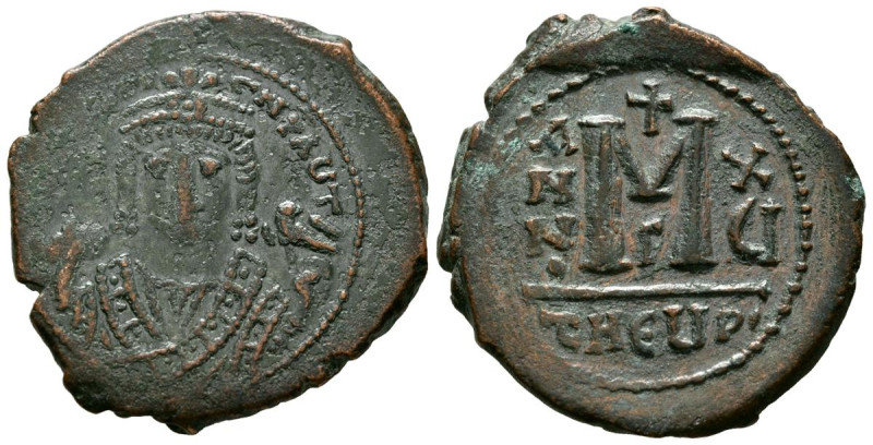 MAURICIO TIBERIO. Follis. (Ae. 11,40g/30mm). 596-597 d.C. Theupolis. (Seaby 533)...