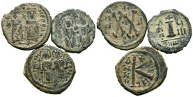 IMPERIO BIZANTINO. Conjunto de tres piezas de distintos emperadores bizantinos. A EXAMINAR.